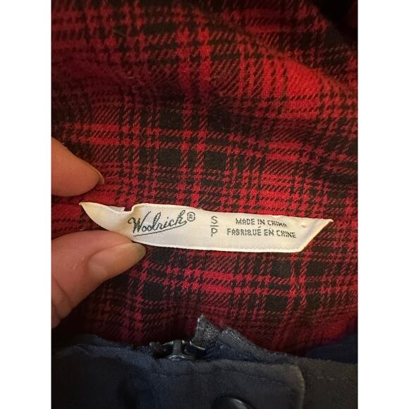 Woolrich Women's Navy Blue Lined Fall Raincoat Plaid Flannel Lining Small Petite - Picture 3 of 13